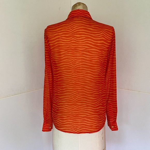 Michael Kors Blouse - Zebra Stripe - Two-Tone Orange - US Medium - Picture 4 of 5